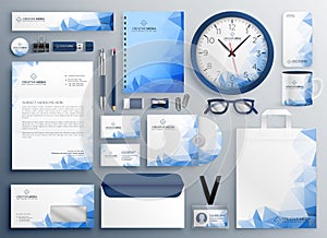 Abstract blue business collateral set
