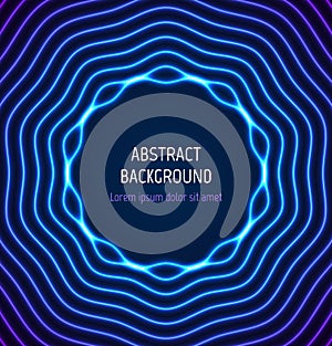 Abstract blue circle border background with light