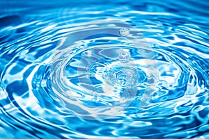 Abstract blue circle water drop ripple.