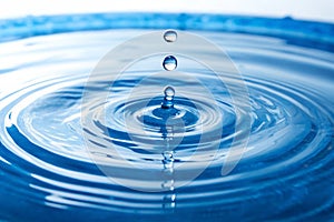 Abstract blue circle water drop ripple. Liquid texture background photo