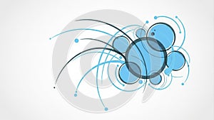 Abstract Blue Circles and Lines on White Background
