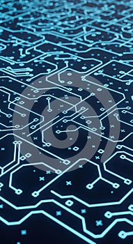 Abstract Blue Circuit Board Background, Technology and Digital Data Flow