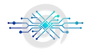 Abstract blue circuit pattern, modern digital technology. vector design Generative AI