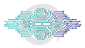 Abstract Blue Circuitry Pattern Digital Brain Concept, vector design Generative AI