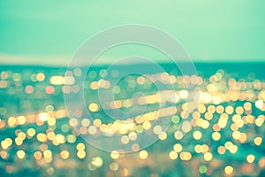 abstract blue circular bokeh background, city lights with horizon, instagram style, closeup