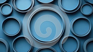 Abstract Blue Circular Background with Overlapping Rings
