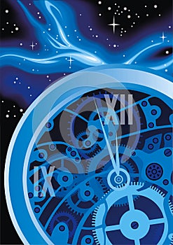 Abstract blue clock machine