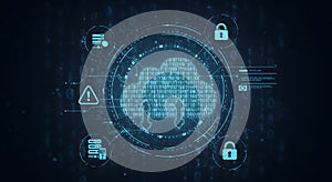 Abstract Blue Cloud Computing Concept on Dark Background