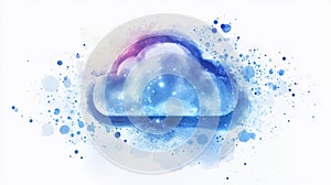 Abstract Blue Cloud Technology Illustration with Dynamic Digital Design