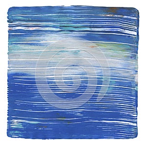 Abstract blue color acrylic and watercolor painting. Monotype template. Canvas texture background