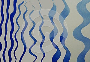 Abstract  blue color curve watercolor background pattern. Watercolor hand drawn painting - Illustration photo