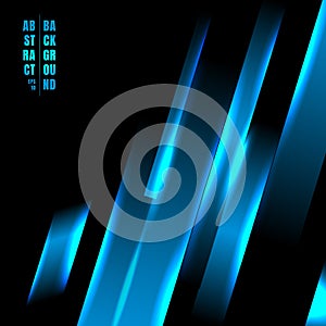 Abstract blue color light oblique line technology concept on black background