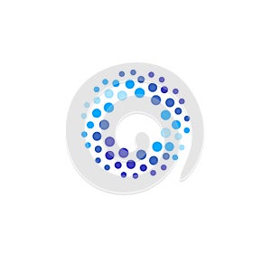 Abstract blue color round logo from circles. Water vector logotype template. Innovative cleaning and freezing method