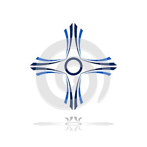 Abstract Blue Cross Shape Icon. Element for Design