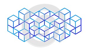 Abstract Blue Cube Network for Blockchain and Tech, vector design Generative AI
