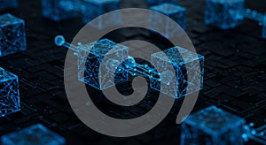 Abstract Blue Cubes Network Digital Technology