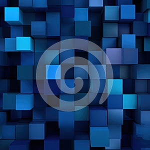 Abstract Blue Cubes Pattern 3D Background