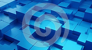 Abstract blue cubes pattern dynamic geometric background