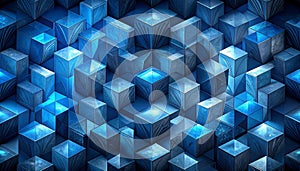 Abstract Blue Cubes Pattern