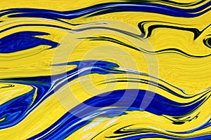 Abstract Blue Curls Texture in Yellow Background