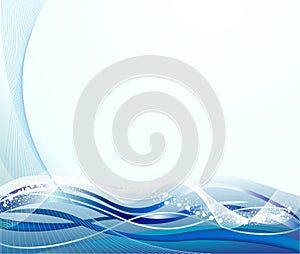 Abstract blue curves background