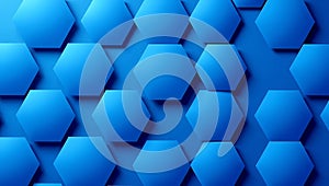 Abstract Blue 3D Hexagonal Pattern Background