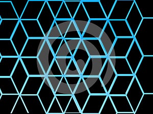 Abstract blue 3d pattern rendering design with dark background