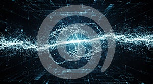 Abstract Blue Data Stream Network Visualization