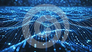 Abstract blue data stream visualization: big data, AI, and network connections in digital space