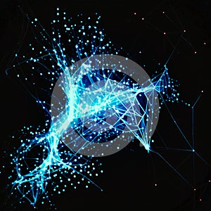 Abstract blue digital background. Big data visuali, generative AI