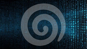 Abstract Blue Digital Binary Data Stream Background