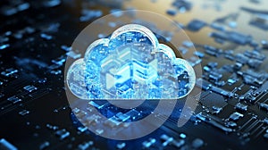 Abstract Digital Cloud Computing Network Technology Data Server Blue Cyber Future System Global Modern Design