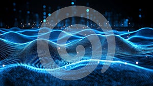 Abstract Blue Digital Data Flow Background
