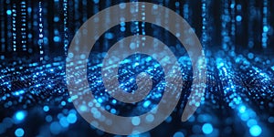 Abstract Blue Digital Data Flow Background Futuristic Technology Shiny Particles Elegant Design