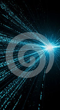 Abstract Blue Digital Data Stream Background