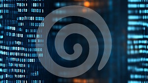 Abstract Blue Digital Data Stream Background With Binary Code