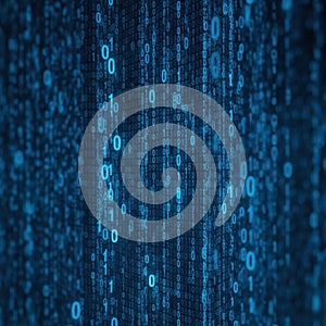 Abstract Blue Digital Data Stream Binary Code Background 1