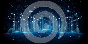 Abstract Blue Digital Data Visualization Graphic Modern Technology Background Web Flow Wave Chart