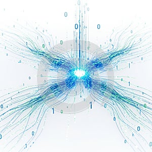 Abstract blue digital energy burst isolated on white background