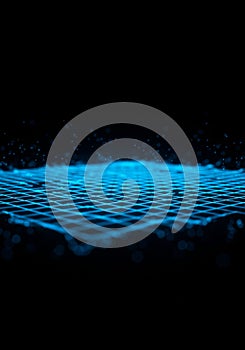 Abstract Blue Digital Energy Wave Background