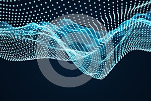 Abstract blue digital glowing wave background