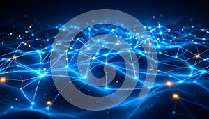 Abstract Blue Digital Network Background Image