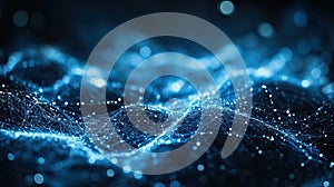 Abstract Blue Digital Network Connection and Data Wave