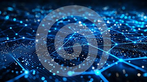 Abstract Blue Digital Network Connections