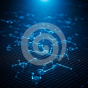 Abstract Blue Digital Network Connections