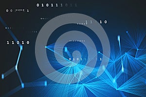 Abstract blue digital network interface