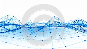 Abstract Blue Digital Network Wave on White Background