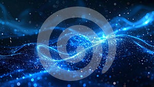 Abstract Blue Digital Particle Wave Background