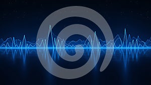 Abstract blue digital sound waveform reflection