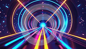 Abstract blue digital stream of binary code flowing with light and data visualization